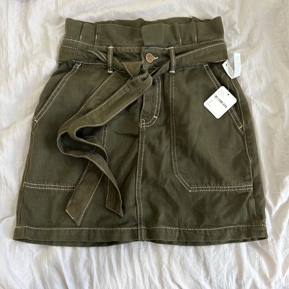 Free people brand new army green denim skirt